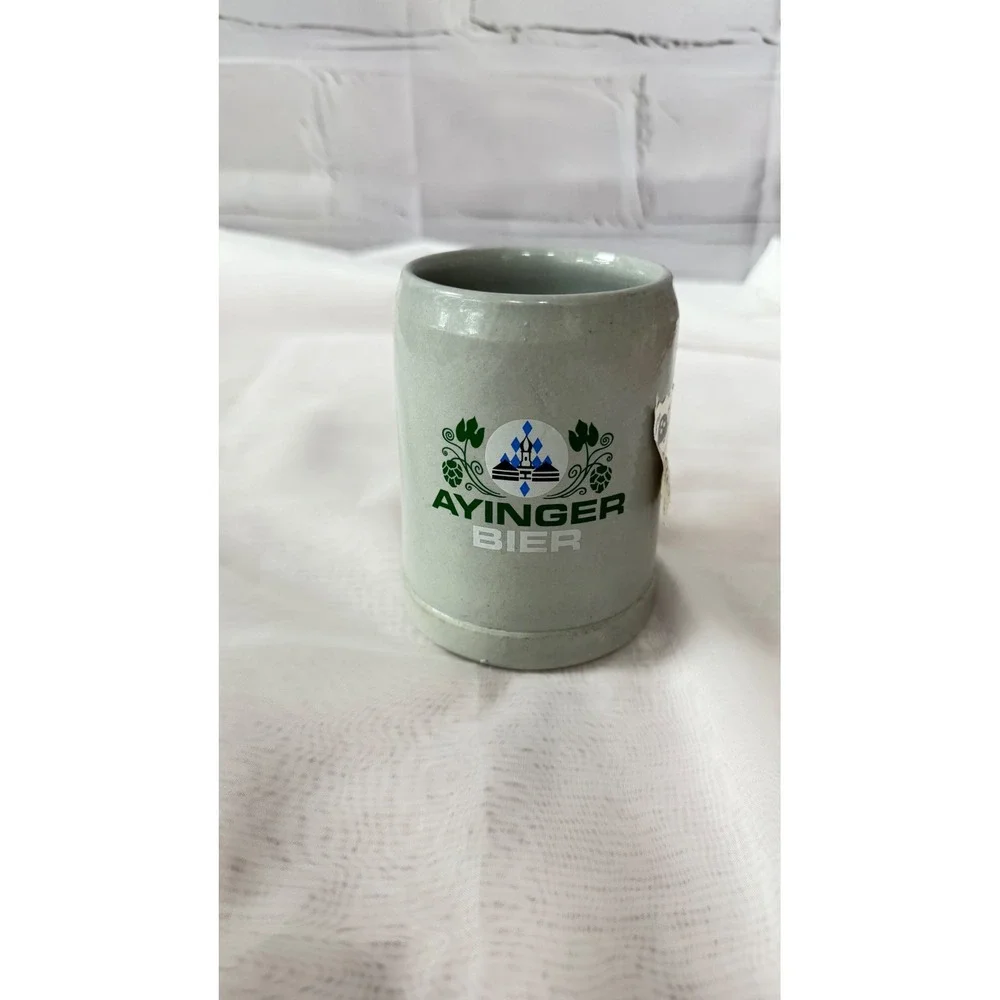 Ayinger Bier German Beer Stein Grey Stoneware Salt Glazed Mug 0.5L Brewery Logo